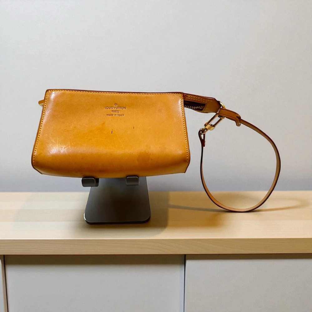 Louis Vuitton Tan Mini Pochette Vachetta Leather Wristlet